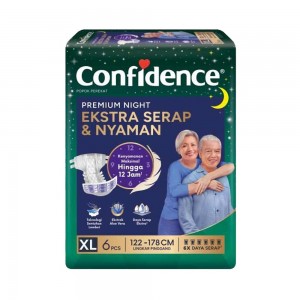Confidence Premium Night Popok Dewasa Perekat Ekstra Serap Size XL Isi 6